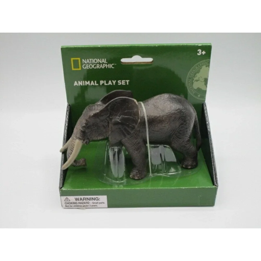 National Geographic Grey Elephant With Tusks Plastic Figure Cake Topper Decor